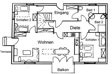 Ferienwohnungen "Lindleshof" - Ferienwohnung Rosamarin, 90m², 2 Schlafzimmer, 2 Bäder