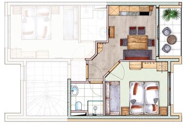 Bergparadies - Kleines Appartement Standard mit 1 Schlafzimmer