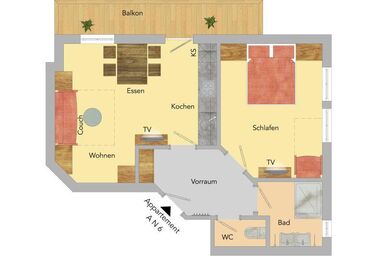 Pension Anny - N - 6 Appartement/Fewo, Dusche, WC, Balkon
