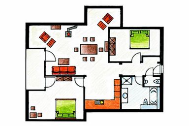 Ferienwohnungen Hennenmühle - Ferienwohnung 8 - 4 Pers. -100 qm - 2 Schlafzimmer