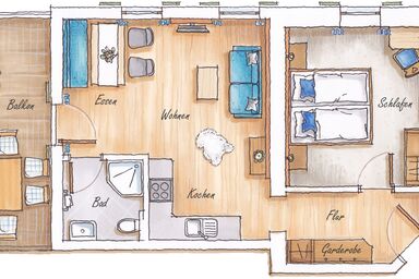 Gästehaus Anfanglehen - Ferienwohnung Schapbach, 2 Personen, 55 qm, Balkon, separates Schlafzimmer, Obergeschoss