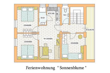 Ferienhof Kandler - Ferienwohnung Sonnenblume/3 Schlafräume/Dusche/WC