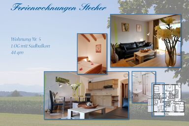 Ferienwohnungen Stecher - Ferienwohnung 5, 46 qm, Obergeschoss, 1 separates Schlafzimmer, Balkon