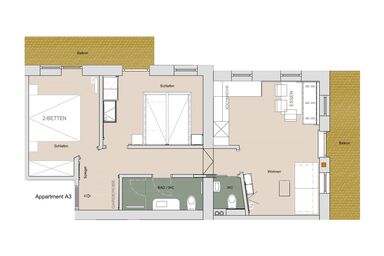 Pension Anny - A - 3 Appartement/2 Schlafzimmer/Dusche und WC