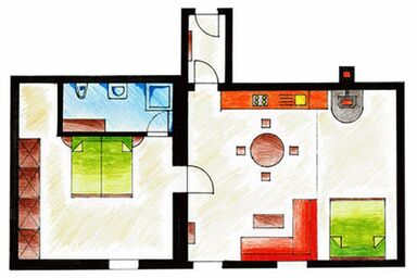 Ferienwohnungen Hennenmühle - Ferienwohnung 7 -  4 Pers.- 60 qm - 2 Schlafzimmer