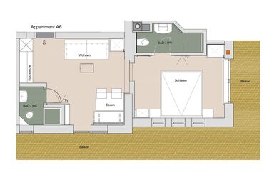 Pension Anny - A - 6 Appartement/Fewo, Dusche, WC, Balkon Lounge