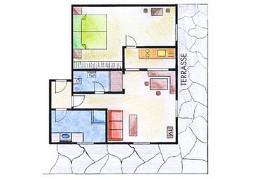 Ferienwohnungen Hennenmühle - Ferienwohnung 1 - 2 Pers.- 46 qm - 1 Schlafzimmer