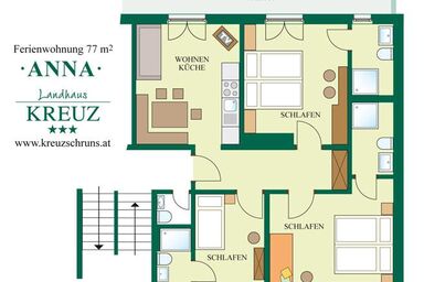 Landhaus Kreuz - Wohnung Anna 77 m², 2-5 Personen