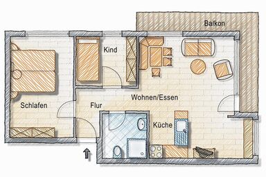 Haus Wandl - Typ 3/ 2 Schlafräume