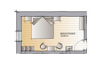 Gästehaus Siegllehen - Doppelzimmer Bergsteiger mit Etagendusche/WC für 1-2 Personen