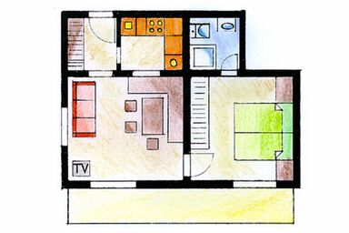 Ferienwohnungen Hennenmühle - Ferienwohnung 2 - 2 Pers.- 40 qm - 1 Schlafzimmer