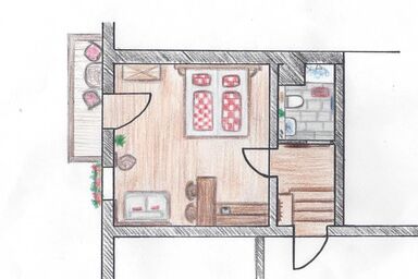 Vorderponholz Ferienwohnungen - Appartement Bergsteigerstubn, 1-2 Personen, 29 qm, Balkon,W-LAN,Wohnschlafzimmer